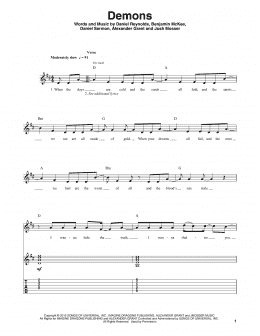 page one of Demons (Guitar Tab (Single Guitar))