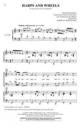 page one of Harps And Wheels (with "Little David, Play On Your Harp" and "Ezekiel Saw The Wheel") (2-Part Choir)