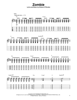 page one of Zombie (Guitar Tab (Single Guitar))