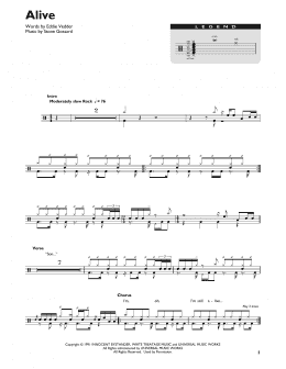 page one of Alive (Drum Chart)