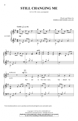 page one of Still Changing Me (SATB Choir)