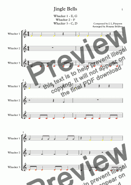 page one of Jingle Bells for 8 Notes Diatonic Boomwhackers