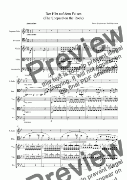 page one of Der Hirt auf dem Felsen with bassoon & string trio