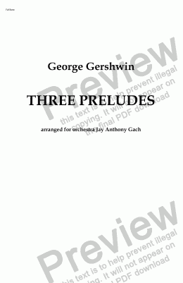 page one of Gershwin "3 Piano Preludes" arr. for orchestra 