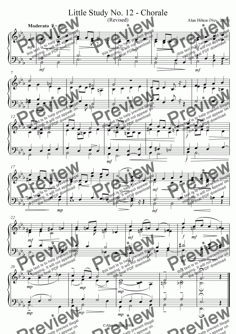 page one of Chorale for Piano (revised)