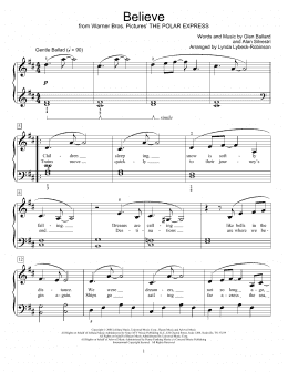 page one of Believe (from The Polar Express) (arr. Lynda Lybeck-Robinson) (Educational Piano)