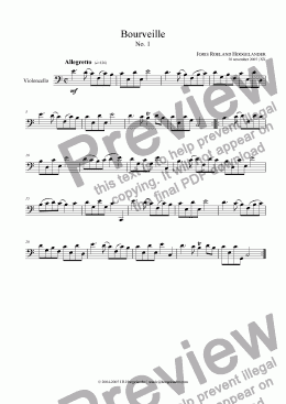 page one of Bourveille No. 1 - Violoncello