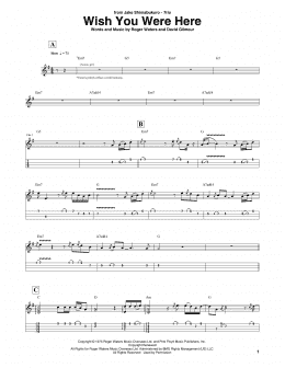 page one of Wish You Were Here (arr. Jake Shimabukuro Trio) (Ukulele Tab)