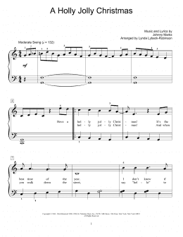 page one of A Holly Jolly Christmas (arr. Lynda Lybeck-Robinson) (Educational Piano)