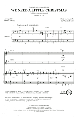 page one of We Need A Little Christmas (from Mame) (arr. Mark Hayes) (2-Part Choir)