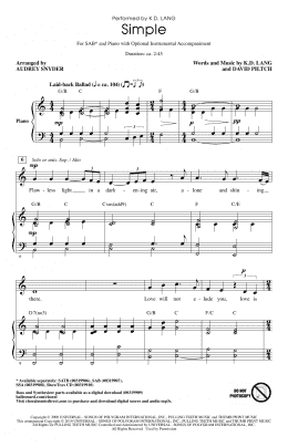 page one of Simple (arr. Audrey Snyder) (SAB Choir)