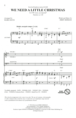 page one of We Need A Little Christmas (from Mame) (arr. Mark Hayes) (TTBB Choir)