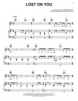 page one of Lost On You (Piano, Vocal & Guitar Chords (Right-Hand Melody))