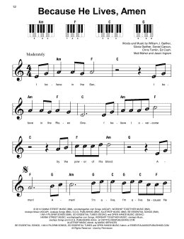 page one of Because He Lives, Amen (Super Easy Piano)