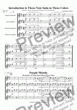 page one of Purple Melody (saxophone quartet)
