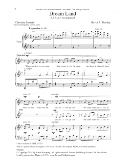 page one of Dream Land (arr. Christina Rossetti) (SSAA Choir)