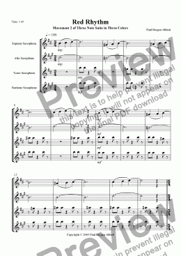 page one of Red Rhythm (saxophone quartet)