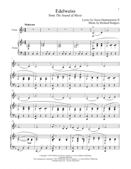page one of Edelweiss (from The Sound of Music) (Violin and Piano)