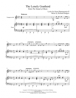 page one of The Lonely Goatherd (from The Sound of Music) (Trumpet and Piano)