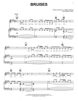 page one of Bruises (Piano, Vocal & Guitar Chords (Right-Hand Melody))