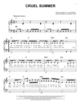 page one of Cruel Summer (Easy Piano)