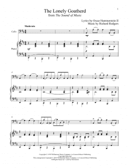 page one of The Lonely Goatherd (from The Sound of Music) (Cello and Piano)