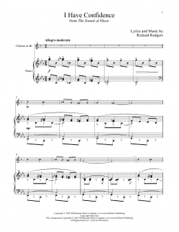 page one of I Have Confidence (from The Sound of Music) (Clarinet and Piano)