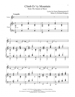 page one of Climb Ev'ry Mountain (from The Sound of Music) (Violin and Piano)