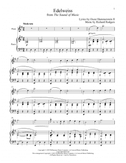 page one of Edelweiss (from The Sound of Music) (Flute and Piano)