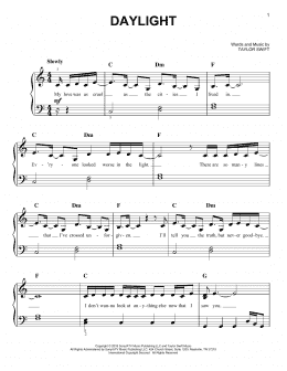 page one of Daylight (Easy Piano)