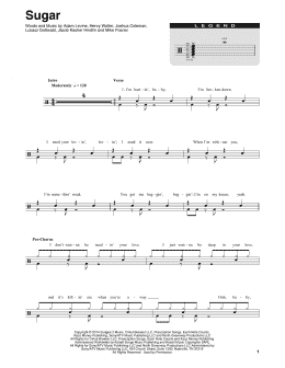 page one of Sugar (Drums Transcription)