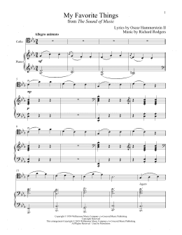 page one of My Favorite Things (from The Sound of Music) (Cello and Piano)