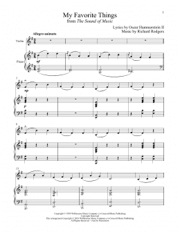page one of My Favorite Things (from The Sound of Music) (Violin and Piano)