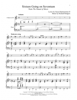 page one of Sixteen Going On Seventeen (from The Sound of Music) (Clarinet and Piano)