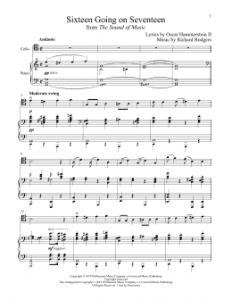 page one of Sixteen Going On Seventeen (from The Sound of Music) (Cello and Piano)