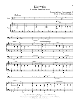 page one of Edelweiss (from The Sound of Music) (Cello and Piano)