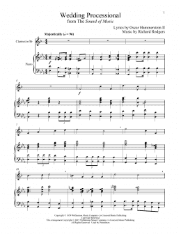 page one of Wedding Processional (from The Sound of Music) (Clarinet and Piano)