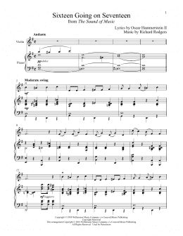 page one of Sixteen Going On Seventeen (from The Sound of Music) (Violin and Piano)