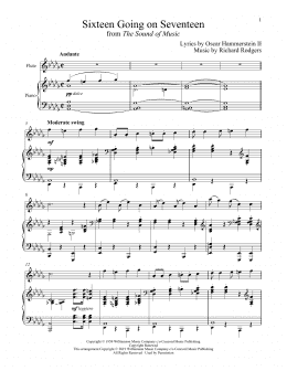page one of Sixteen Going On Seventeen (from The Sound of Music) (Flute and Piano)