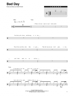 page one of Bad Day (Drums Transcription)
