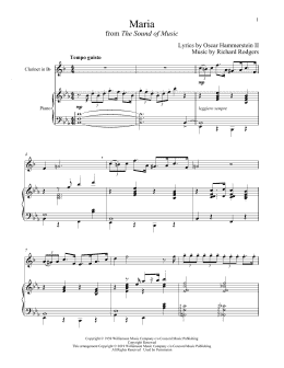 page one of Maria (from The Sound of Music) (Clarinet and Piano)