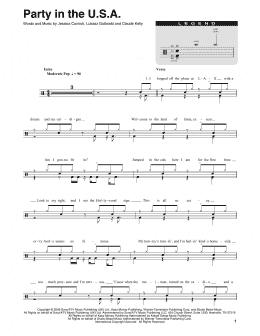 page one of Party In The U.S.A. (Drums Transcription)