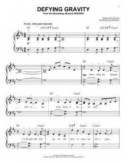 page one of Defying Gravity (from Wicked) (Very Easy Piano)