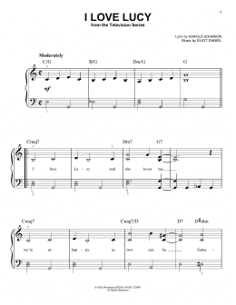 page one of I Love Lucy (Easy Piano)