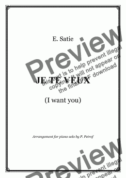 page one of SATIE - Je te veux (I want you) - piano solo