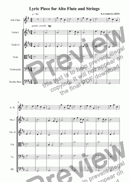 page one of Lyric Piece for Alto Flute and Strings