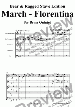 page one of March - Florentina for brass quintet