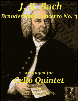 page one of Brandenburg Concerto No. 3 for Cello Quintet