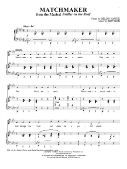 page one of Matchmaker (from Fiddler On The Roof) (Piano & Vocal)