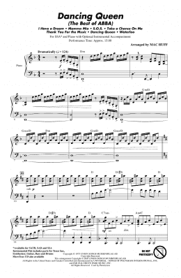 page one of Mamma Mia! - Highlights from the Movie Soundtrack (arr. Mac Huff) (SSA Choir)
